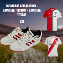 PROMO MILLONARIA-ZAPATILLAS ADIDAS DE RIVER + CAMISETA TITULAR + CAMISETA TRICOLOR 2025 - comprar online