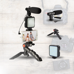 KIT DE STREAMING | Micrófono + Luz LED + Trípode - comprar online