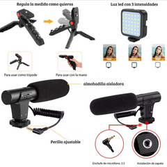 KIT DE STREAMING | Micrófono + Luz LED + Trípode - Tienda Capricho