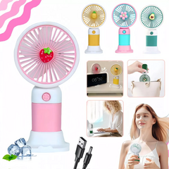 Mini Ventilador Frutal | Base Recargable