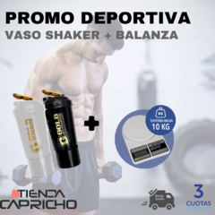PROMO DEPORTIVA | Vaso Shaker GOLD NUTRITION + Balanza 10kg - comprar online