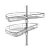Canasto giratorio media luna cromado para rincón de cocina