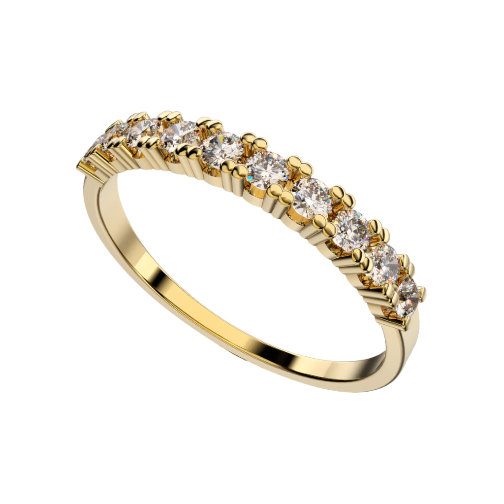 Anillo Medio Sin Fin con Engarce a Grifas en Oro Amarillo de 18K