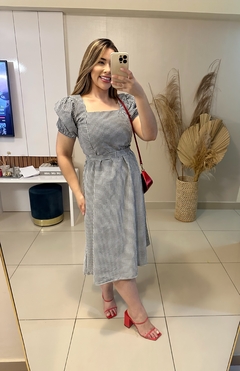 Imagem do VESTIDO LARISSA MIDI CREPE GOLA QUADRADA ELASTEX NAS COSTAS