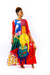 Vestido longo com fendas "gato e peixes"