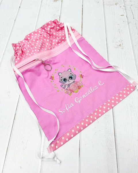 bolsitas de tela bicolor mapachita puntos