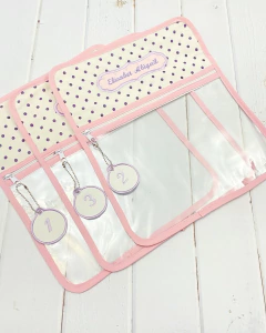 Bolsita Transparente Beige puntos lila