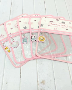 Bolsita Transparente Blanca Superstar Rosa