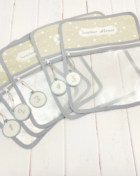 Bolsita Transparente Estrellas y Lunas Gris