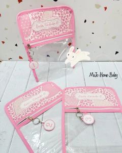 Bolsita PVC con Fuelle corazón flores rosa - MaJo Home Baby