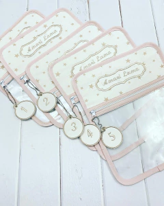 Bolsita Transparente Blanca Estrellas Palo Rosa - MaJo Home Baby