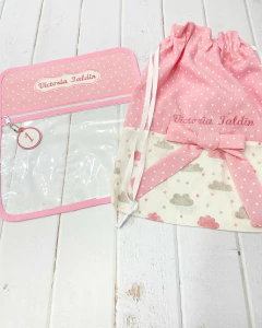 Set de bolsitas Bicolor nubes puntos rosa en internet