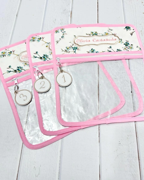 Bolsita Transparente Floral Verde