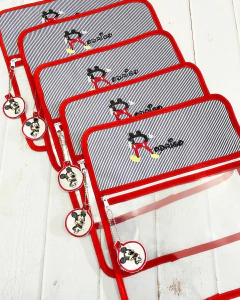 Bolsita Transparente Temática Mickey Nombre Rojo