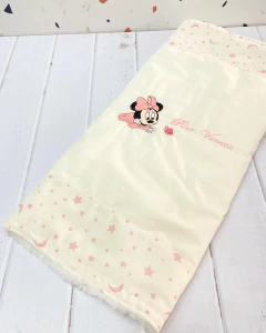 mantita corderito minnie bebe beige estrellas y lunas rosa - comprar en línea