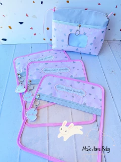 Set de Mudas Rosa corazones plata