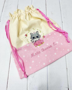 bolsitas de tela bicolor mapachita estrellas y lunas rosa - comprar en línea