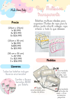 Bolsita Transparente Bebé Rosa - MaJo Home Baby