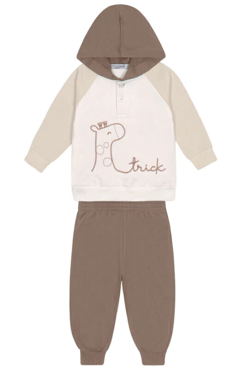 Conjunto Primeiros passos Menino Trick Nick Inverno - Jaqueta com Calça Moletom Listrado Girafa