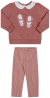 Conjunto Bebê Menina Angerô Inverno - Moletom Felpado e Legging Vienna Jacquard com Aplique Bordado e Aplique Flores - Timo Moda Kids