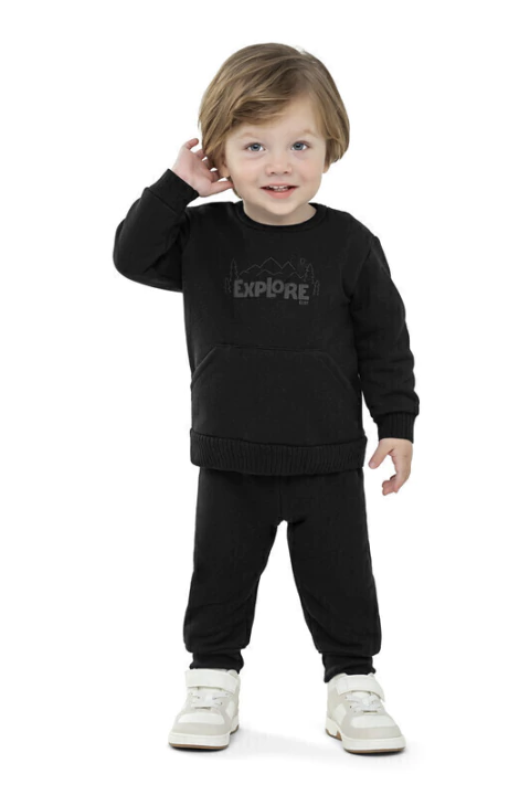 Conjunto Bebê Menino Colorittá Inverno - Blusão e Calça em Moletom Piquê Explore