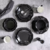 Juego Vajilla Porcelana Fina Geométrica Elegante Moderno 16piezas Lujo Negro - Lux Home México 