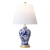 Lámpara de Mesa Chinoiserie en Cerámica Azul con Pantalla de Algodón - 61 cm - comprar en línea