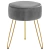 Taburete Reposapies de Tocador Terciopelo Estriado Moderno Compacto Metal Gris