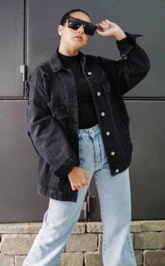 Campera New York oversize negra roturas - Loren Indumentaria