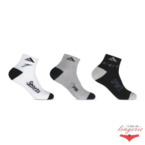 Kit 3 pares Meias Masculinas Cano Curto Médio Adulto Altomax