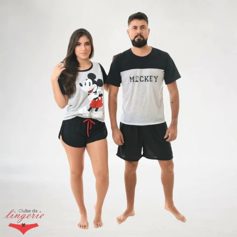 Kit 2 Pijama Casal Adulto PP ao PLUS SIZE Em Malha De Poliéster Verão Masculino e Feminino