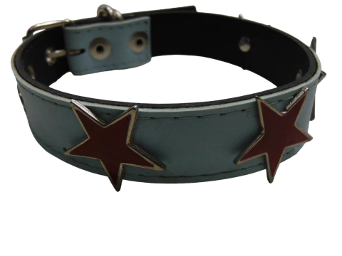 Collar con Tachas de Estrellas Rojas - Ancho: 2,5 cm