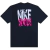 Camiseta Nike Sport Boops na cor azul marinho com estampa em rosa e branco na parte de trás