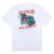 Camiseta branca da Nike com estampa colorida de um veículo off-road e a frase "SOLE RALLY 500" nas costas.