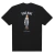 Camiseta preta com estampa "THUG NINE" e imagem de uma figura feminina vestindo jeans e xale, com a frase "FOR MI BARRIO".