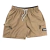 Shorts de banho bege com detalhes em preto e logo "HIGH".