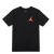 Camiseta preta da Nike com estampa Jumpman 3D em vermelho e laranja na parte frontal.