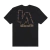 Camiseta preta da marca Thug Nine com estampa de letras e a frase "THUG NINE ESTB 1999" em destaque.