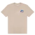 Camiseta Nike Sportswear Box na cor bege com estampa colorida no peito.