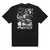 Camiseta preta Thug Nine OG Flash com estampa artística em branco, apresentando elementos grafite como uma cabeça de lobo, armas e símbolos urbanos.