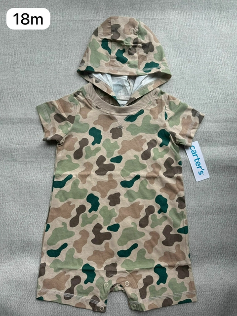 Romper militar com touca - 18m