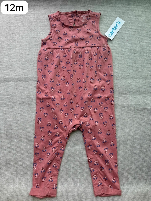 Macacão flores comprido - 12m