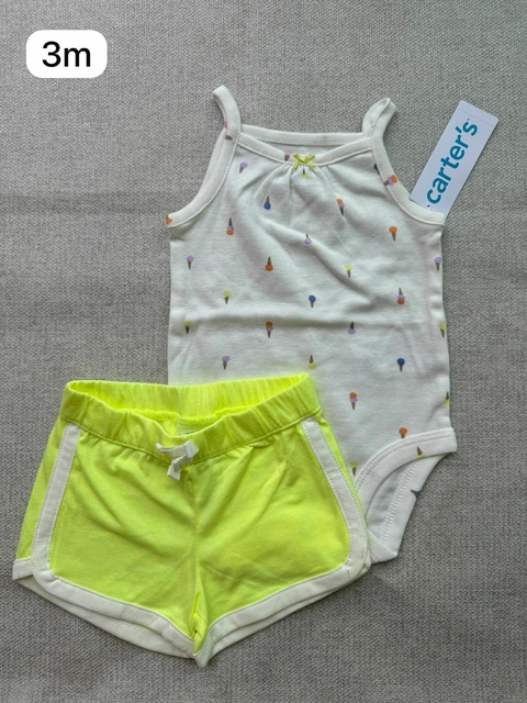 Conjunto body sorvete shorts neon - 3m