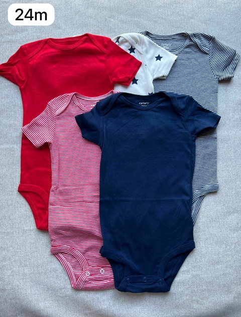 Kit de bodies marinho vermelho - 24m