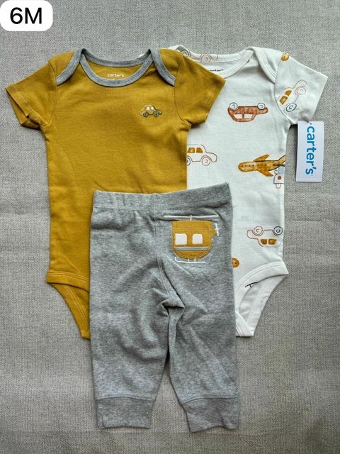 Trio bodies com calça carros - 6m - comprar online