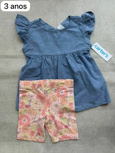 Conjunto bata jeans com shorts - 3 anos