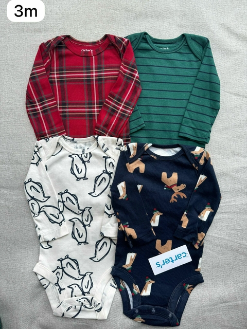 Kit de bodies pinguim manga longa - 3m - comprar online
