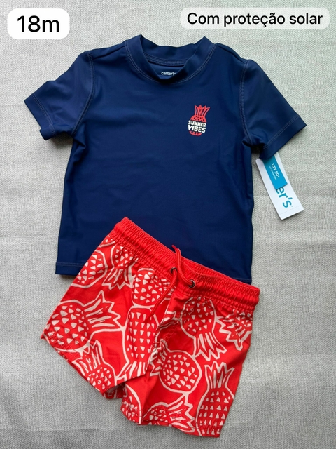 Roupa de piscina conjunto marinho abacaxi - 18m