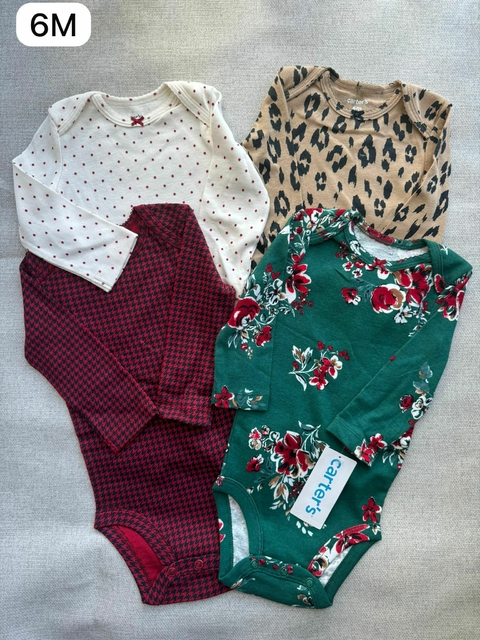 Kit de bodies verde manga longa - 6m
