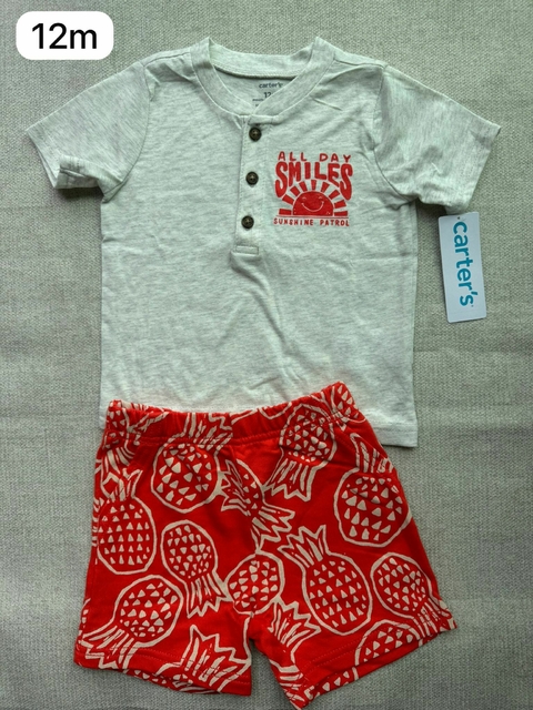 Conjunto camiseta com shorts abacaxi - 12m
